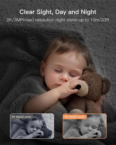 ARENTI Upgraded Baby Monitor, 4MP 2.4G&5G WiFi Baby Camera Monitor, Infrared Night Vision, Night Light, 2-Way Audio, Cry&Motion Detection, Temp&Humidity Sensor, App Control in Kuwait