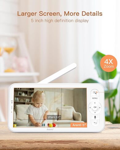 ARENTI Upgraded Baby Monitor, 4MP 2.4G&5G WiFi Baby Camera Monitor, Infrared Night Vision, Night Light, 2-Way Audio, Cry&Motion Detection, Temp&Humidity Sensor, App Control in Kuwait