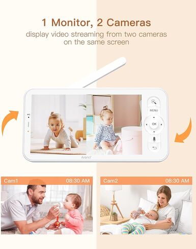 ARENTI Upgraded Baby Monitor, 4MP 2.4G&5G WiFi Baby Camera Monitor, Infrared Night Vision, Night Light, 2-Way Audio, Cry&Motion Detection, Temp&Humidity Sensor, App Control in Kuwait