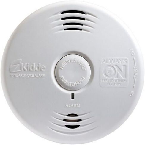 Kidde Smoke Detector, 10-Year Battery, Photoelectric Sensor Wire-Free Interconnect Smoke Alarm, Voice Alert in Kuwait