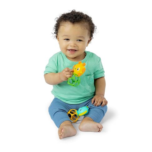 يبدأ مشرق من Oball Easy-Grasp Rattle Bepa Free Infant ، مجموعة Baby Ball & Teether ، حديثي الولادة في العمر وأعلى ، 4 بوصات in Kuwait