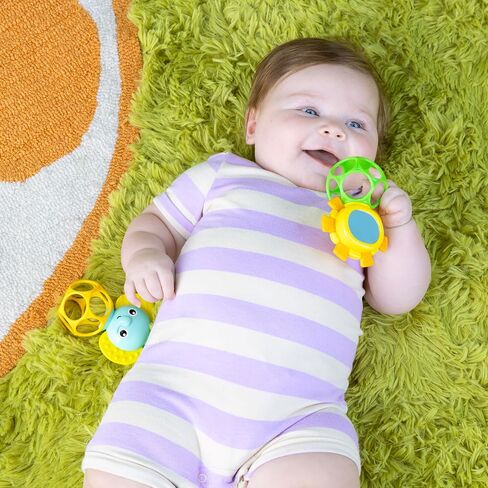 يبدأ مشرق من Oball Easy-Grasp Rattle Bepa Free Infant ، مجموعة Baby Ball & Teether ، حديثي الولادة في العمر وأعلى ، 4 بوصات in Kuwait
