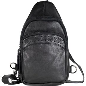 Taylor Leather Unisex Tactical Gun Holster Sling Backpack - Medium Frame Handgun -Two concealment pockets with Locking Zippers and Universal Holster (Black) - 7" L x 12" H x 3.5 D in Kuwait