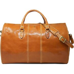 حقيبة سفر Floto Venezia Garment Duffle من الجلد البني المحبب بالكامل in Kuwait