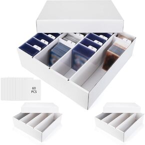 4 Row Trading Card Storage Box, 5 Pack 3200 Count White Cardboard Storage Box with Divider for Basketball/MTG/TCG/Sports/Game Cards Organizer and Collection in Kuwait
