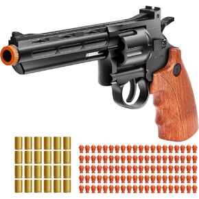 Revolver Toy Gun with 100 Soft Bullets,Gun Fidget Toy,Christmas Birthday Gifts for Boys Kids Adult Age 8+(Black) in Kuwait