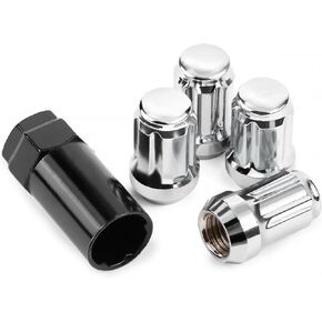 JiiinMiiin M12x1.5 Wheel Locks Chrome with Key, 12x1.5 Wheel Locks 1.37 inch Length with 1 Key 60 Degree Conical/Cone Bulge Seat Closed End 4PCS in Kuwait