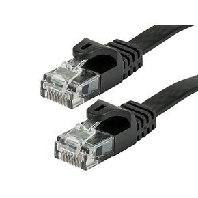 Monoprice Flat Cat6 Ethernet Patch Cable - 5 Feet - Black, Snagless RJ45, Flat, 550MHz, UTP, Pure Bare Copper Wire, 30AWG - Flexboot Series (Pack of 2) in Kuwait