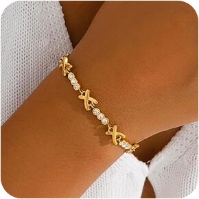 LNIEER Gemma Owen XO Necklace | 18k Gold Plated Choker Necklace for Women | XO Gold Collar Necklace | Gift for Her | Love Island Necklace | Cubic Zirconia Necklace | Gold Necklaces for Women in Kuwait