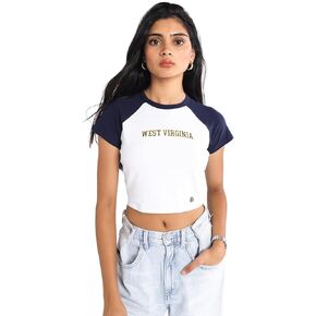 Hype & Vice Homerun Tee for Women (X-Small) - University of Michigan Tank Top for Women, Crop T-Shirt, College Shirts for Game Days - Navy in Kuwait