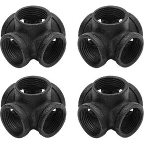 تجهيزات أنابيب سوداء من Home Expert أنابيب معدنية 3/4 بوصة، 10 عبوات بمنفذ جانبي بخمسة اتجاهات، تجهيزات أنابيب من الحديد الزهر قابلة للطرق لأرفف الأنابيب الصناعية، أثاث صناعي عتيق in Kuwait