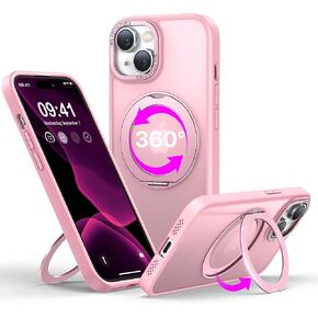 QTlier case for iPhone 16promax, 360 Rotatable Ring Stand, Raised Camera Frame, Shockproof with MagSafe Clear in Saudi Arabia