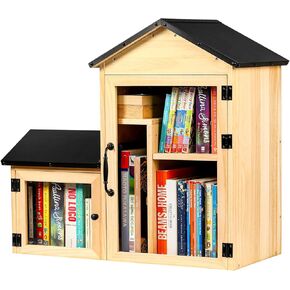 Little Library Box Outdoor, Waterproof Wooden Book Storage Cabinet for DIY, Community & School Sharing – Weatherproof Neighborhood Book Exchange for Literature, Magazines & Newspapers in Kuwait