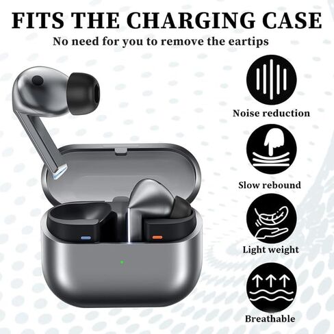 Adhiper Galaxy Buds 3 Pro Memory Foam Ear Tips,Tips Earbud for Samsung Galaxy Buds 3 Pro,Noise Canceling Memory Foam Ear Replacement Ear Tips,with Dustproof Net,Comfortable, Replacement(Black,SML) in Kuwait