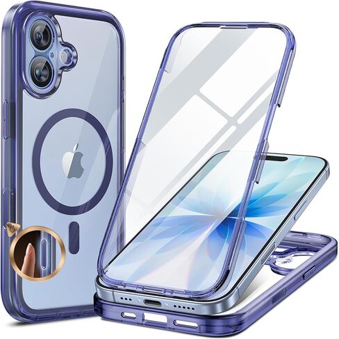Miracase Glass Series Designed for iPhone 14 Case 6.1 inch, 2022 Upgrade Full-Body Clear Bumper Case with Built-in 9H Tempered Glass Screen Protector and Camera Lens Protector,Lemon in Saudi Arabia