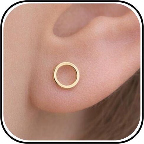 Gold Stud Earrings for Women Minimalist Eariings Simple Stud Earrings for Girls Circle Bar Earrings Dainty Jewelry Gifts for Girls in Kuwait