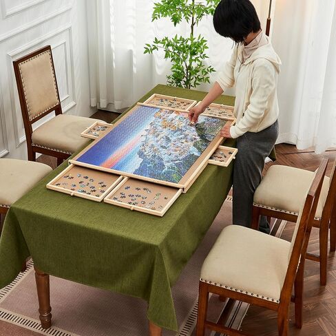 1000 قطعة ألغاز لوحة مع 4 أدراج وغطاء ، 22 "× 30" طاولة ألغاز خشبية للبالغين ، منظم الألغاز المحمولة ونظام التخزين ، هدية عيد ميلاد أمي (صغيرة) in Kuwait