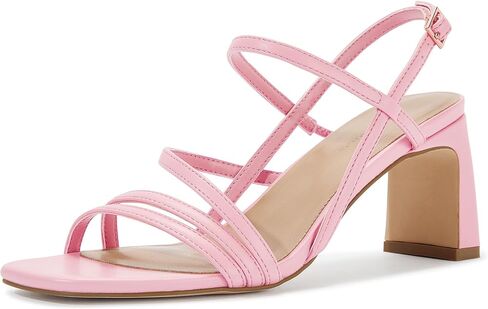 CosyFever Womens Strappy Heeled Sandals 3 Inches Chunky Block Heel Square Toe Buckle Dressy Shoes for Party Work Casual in Kuwait