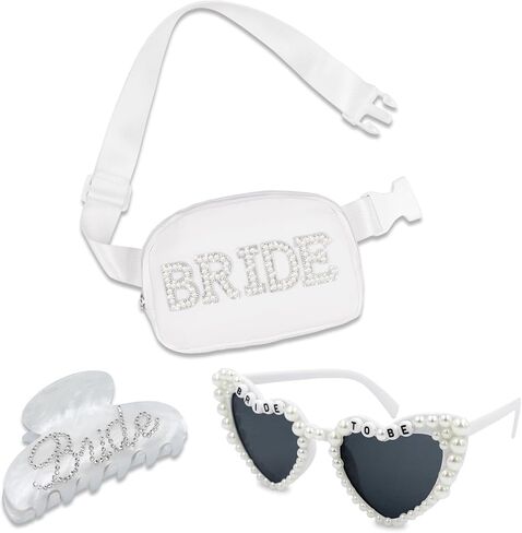 Lamyba Bride to be Gifts Bride Fanny Pack,Hair Claw Clip and Sunglasses,Bachelorette Gifts for Bride,Engagement/Bridal Shower/Wedding Gifts,Bachelorette Party Decorations,Christmas Gifts for Bride in Saudi Arabia