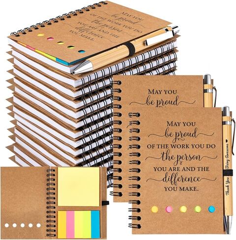 20 Sets Employee Appreciation Gifts Bulk Inspirational Spiral Notebook Journal with Sticky Notes Motivational Bamboo Pens Thank You Gifts for Teacher Nurse Employee Coworker Team Staff Volunteer in Kuwait