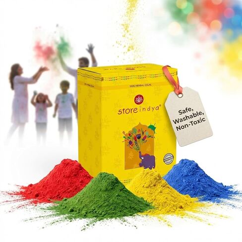 STORE INDYA Natural and Non Toxic Holi Color Powder - Multicolor |10 x 100gms Herbal Gulal Color Powder for Color Wars, Easter Parties, Fun Runs, Gender Reveal, Holi Festival, Photography, Rangoli in Kuwait