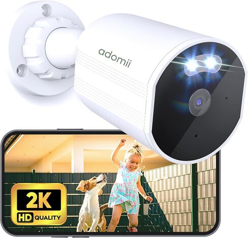 WiFi Cameras for Home Security - Outdoor Camera w/ 2K (4MP) Video - 33ft Night Vision, IP65 Weatherproof - Motion Detector, 2-Way Audio Home Security Camera - Easy to Set Surveillance Camera in Kuwait