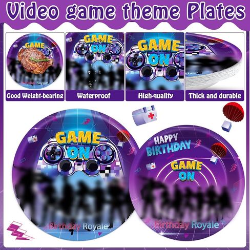 200Pcs Miner Party Decorations Gamer Party Supplies Video Game Birthday Plates and Napkins for Mining Craft Theme Disposable Tableware Set Baby Shower Birthday Decor, 50 Guests in Kuwait