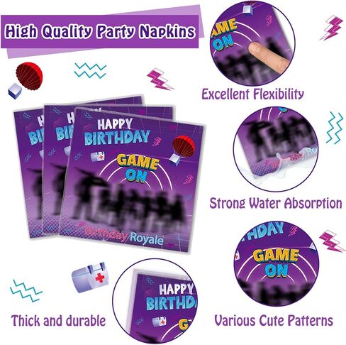 200Pcs Miner Party Decorations Gamer Party Supplies Video Game Birthday Plates and Napkins for Mining Craft Theme Disposable Tableware Set Baby Shower Birthday Decor, 50 Guests in Kuwait