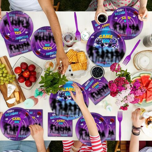 200Pcs Miner Party Decorations Gamer Party Supplies Video Game Birthday Plates and Napkins for Mining Craft Theme Disposable Tableware Set Baby Shower Birthday Decor, 50 Guests in Kuwait