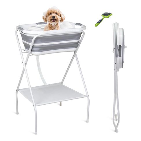 Portable Dog Bath Tub and Dog Washing Station, Collapsible Elevated Pet Tub for Bathing, Showering, Grooming, Pet Bathing Basin for Small to Medium Dogs, Cats and Other Pets (Built-in Drainage System) in Kuwait