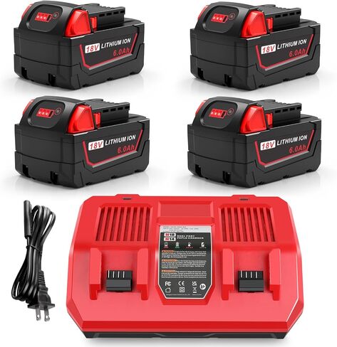 18V 6.0Ah Lithium Battery 6-Pack Replacement for Milwaukee WK18, Compatible with Milwaukee Mk-18 Battery Tools and Charger 48-11-1850, 48-11-1852, 48-11-1865, 48-11-1862, 48-11-1840 in Saudi Arabia