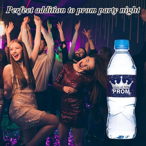 50 Pieces Prom 2025 Decorations Prom Water Bottle Labels Sticker Graduation Water Bottle Labels Class of 2025 Label Sticker Wrapper for High School (Black Sliver) in Kuwait