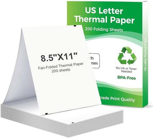 Bagana US Letter Thermal Printer Paper 8.5 x 11 Inch 4 Rolls Multipurpose Inkless Rolled Thermal Printing Paper Compatible with Letter Portable Printer in Kuwait
