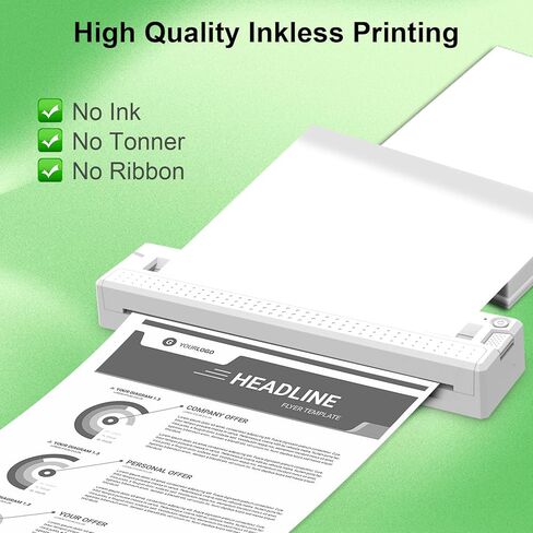 Bagana US Letter Thermal Printer Paper 8.5 x 11 Inch 4 Rolls Multipurpose Inkless Rolled Thermal Printing Paper Compatible with Letter Portable Printer in Kuwait