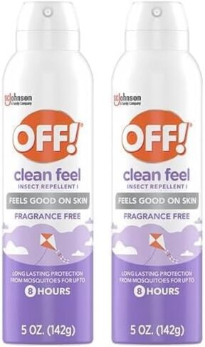 OFF! Clean Feel Insect Repellent Aerosol with 20% Picaridin, Bug Spray with Long Lasting Protection from Mosquitoes, Feels Good on Skin, 5 oz (Pack of 2) in Kuwait
