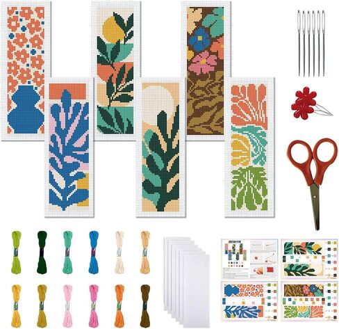 FREEBLOSS 6 Set Cross Stitch Bookmark Kit Cross Stitch Kit Castle Stamped Embroidery Bookmark with Instruction Cross Stitch Kits for Adults DIY Bookmark Kit 8.66''x3.15'' in Kuwait
