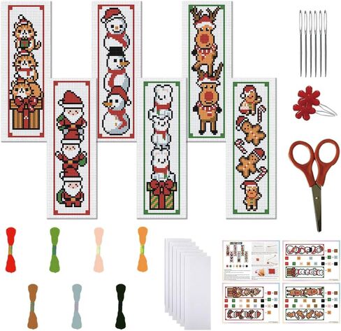 FREEBLOSS 6 Set Cross Stitch Bookmark Kit Cross Stitch Kit Castle Stamped Embroidery Bookmark with Instruction Cross Stitch Kits for Adults DIY Bookmark Kit 8.66''x3.15'' in Kuwait