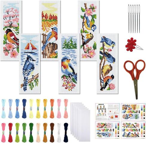 FREEBLOSS 6 Set Cross Stitch Bookmark Kit Cross Stitch Kit Castle Stamped Embroidery Bookmark with Instruction Cross Stitch Kits for Adults DIY Bookmark Kit 8.66''x3.15'' in Kuwait