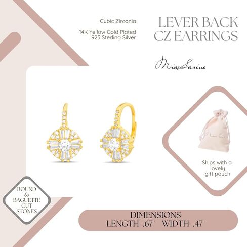 MIA SARINE Women's Earrings - 925 Sterling Silver Brilliant Crystal Cluster Drop Dangle Earrings in Kuwait