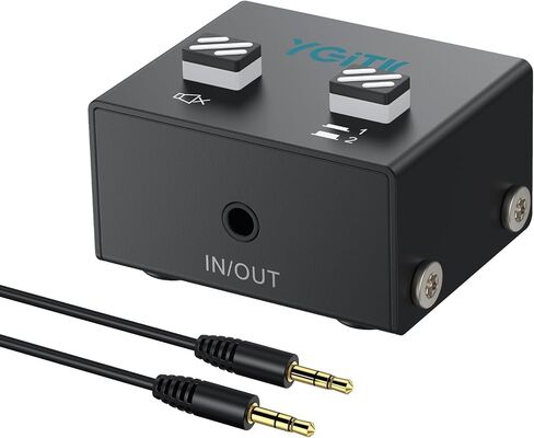 3.5mm Audio Switcher with Volume Control, 1 in 2 Out & 2 in 1 Out Bi-Directional Switcher, Mute Function,Easy Change Stereo Audio Switch Splitter 2 Ports Aux Selector for PC TV Phone Headphone in Saudi Arabia