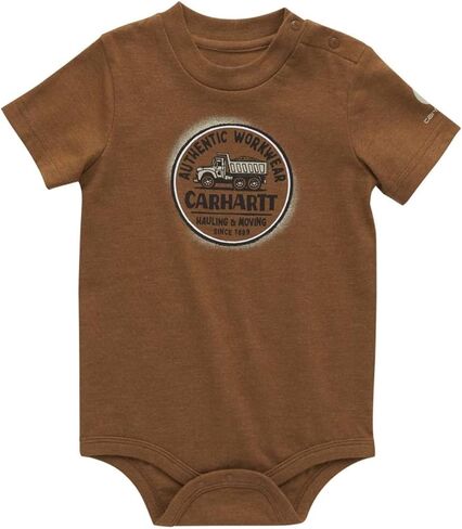 Carhartt Kid's CA6394 Short-Sleeve Fishing Bodysuit - Boys - 9 Months - Azure Blue Heather in Kuwait