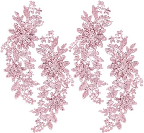 GORGECRAFT 4Pcs 3D Embroidered Flower Lace Applique 3-Layers Daisy Floral Leaves Embroidery Fabric Patches Black Sew on Collar Appliques for DIY Sewing Crafts Wedding Clothing Bags Embellishments in Saudi Arabia