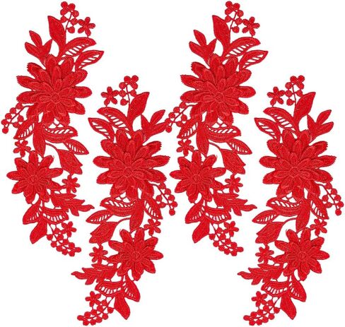 GORGECRAFT 4Pcs 3D Embroidered Flower Lace Applique 3-Layers Daisy Floral Leaves Embroidery Fabric Patches Black Sew on Collar Appliques for DIY Sewing Crafts Wedding Clothing Bags Embellishments in Saudi Arabia
