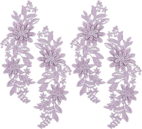 GORGECRAFT 4Pcs 3D Embroidered Flower Lace Applique 3-Layers Daisy Floral Leaves Embroidery Fabric Patches Black Sew on Collar Appliques for DIY Sewing Crafts Wedding Clothing Bags Embellishments in Saudi Arabia