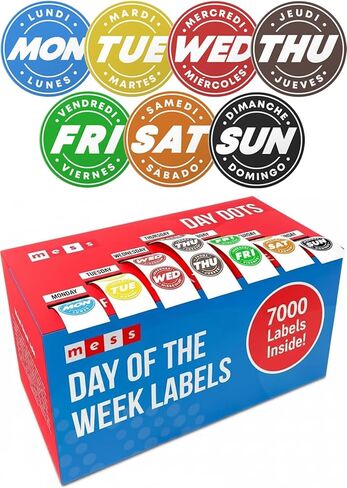 MESS Days of The Week Stickers – Food Expiration Date Labels for Restaurants & Kitchens (Days of Weeks) in Kuwait