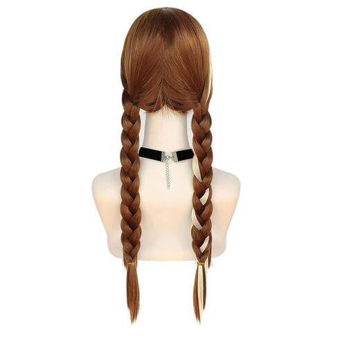ANOGOL Hair Cap+ (1 Necklace) Long Brown Wig With Braid Princess Wig For Girls Women Anime Cosplay Wig for Kids Wig with Adjustable Head Circumference Halloween Party Costume in Kuwait