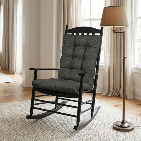 مجموعة من 2 وسادة كرسي هزاز غير قابلة للانزلاق من بايبو، مجموعة من إسفنج الذاكرة بتصميم مزدوج الطبقات حاصل على براءة اختراع من وسادة المقعد والظهر مع أربطة للكرسي الداخلي، 19.5 بوصة × 19.5 بوصة × 2.5 بوصة، بيج in Kuwait