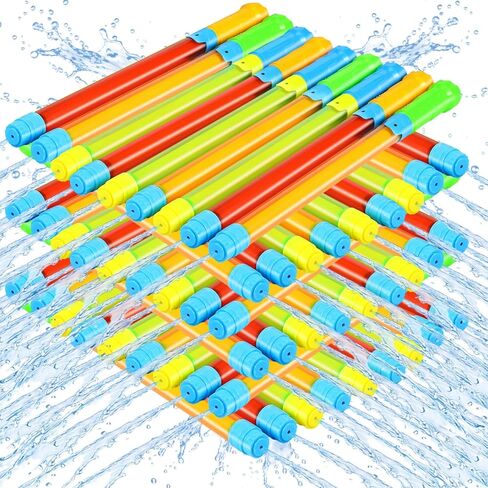 Jexine 72 Pcs Summer Crayon Water Gun 17 Inch Water Guns Bulk Pool Toys Colorful Plastic Water Shooters for Outdoor Swimming Pool Backyard Beach Sand Party Fighting Play Game (Yellow, Red, Green) in Kuwait