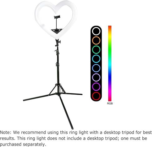 19 بوصة الضوء ، مصباح LED على شكل قلب ضوء USB قابلة لإعادة الشحن RGB ضوء صورة شخصية ملونة مع حامل الهاتف للبث المباشر (قابس الولايات المتحدة) in Kuwait