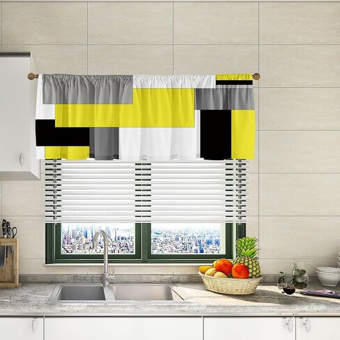 ستارة قصيرة بنمط أوراق الألوان المائية مقاس 50 بوصة × 20 بوصة لنوافذ المطبخ (أزرق داكن) in Kuwait